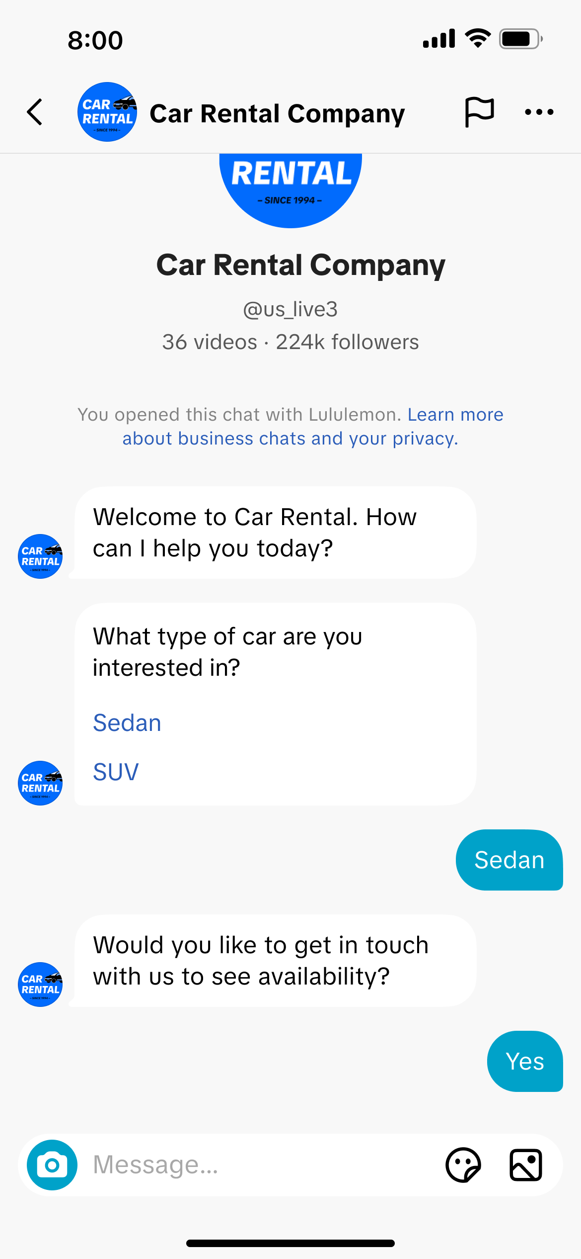 Automated chat - screenshot 2