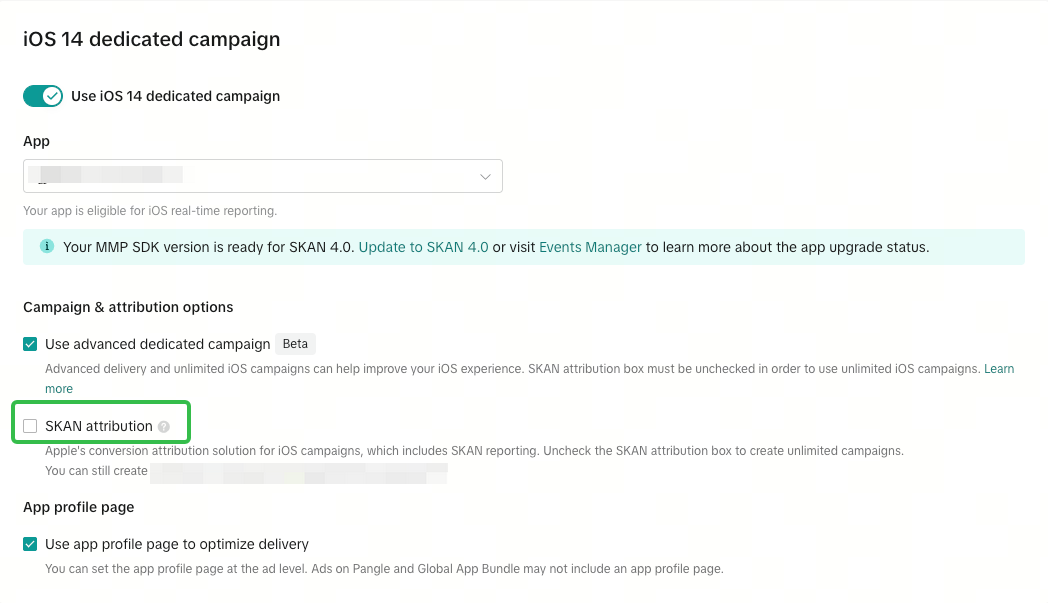 iOS campaign quota - screenshot