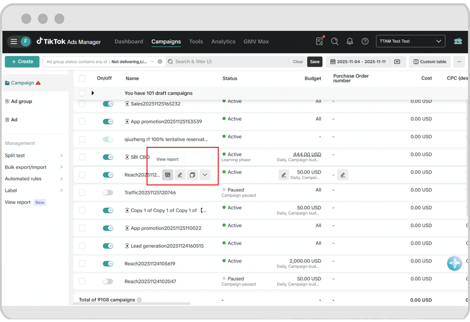 View data hover over