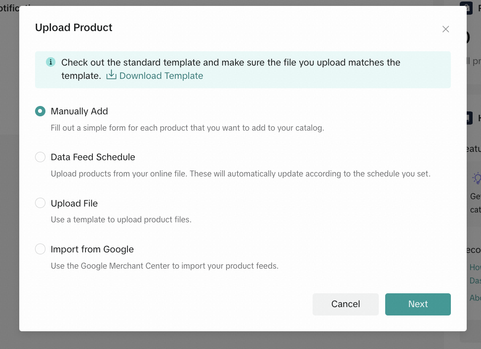 Upload Product, Catalog