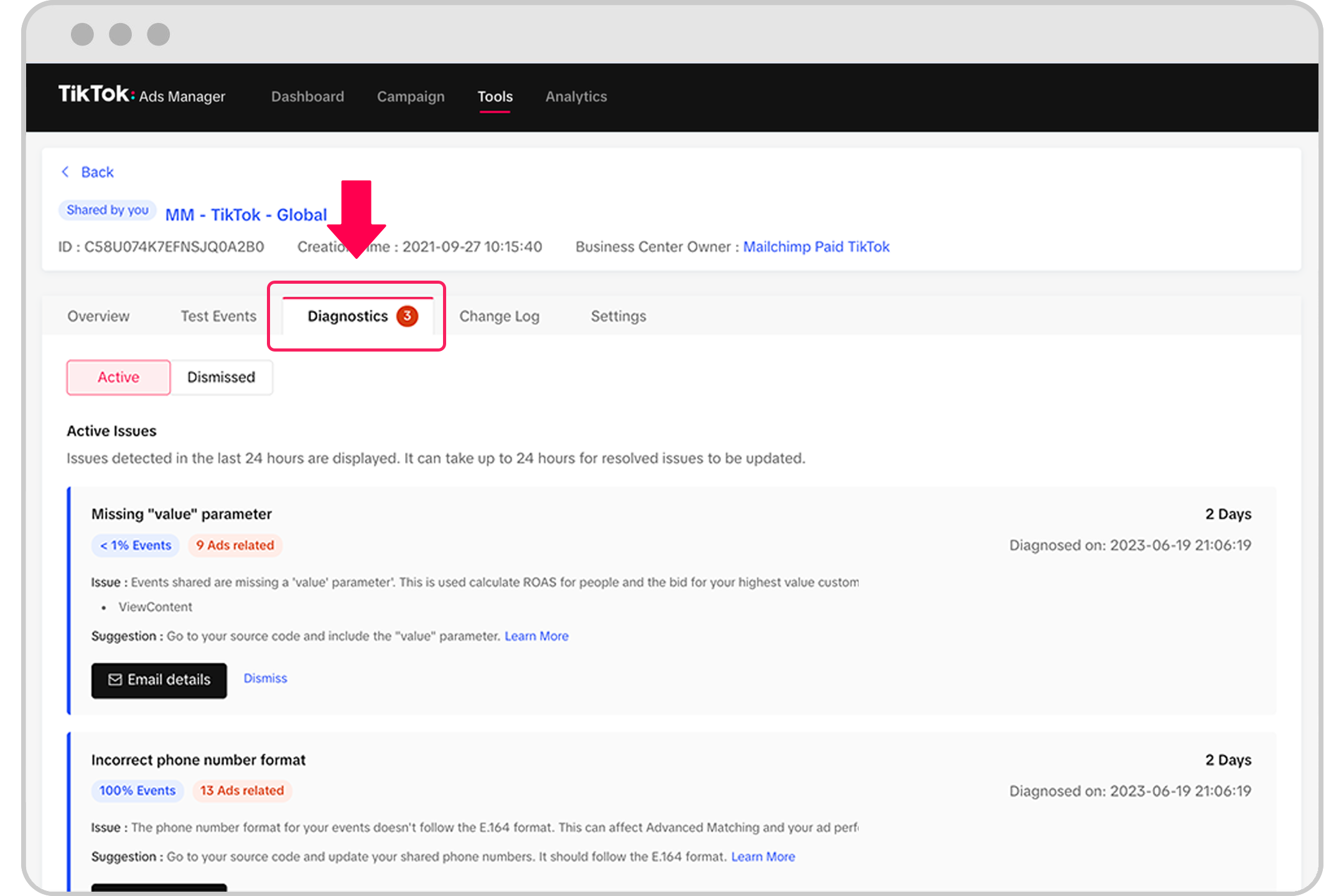 About Web Diagnostics | TikTok Ads Manager