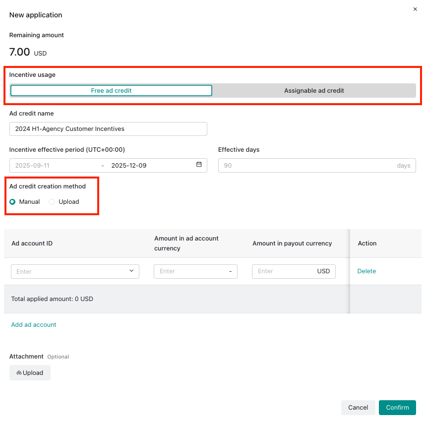Ad credit incentive payout