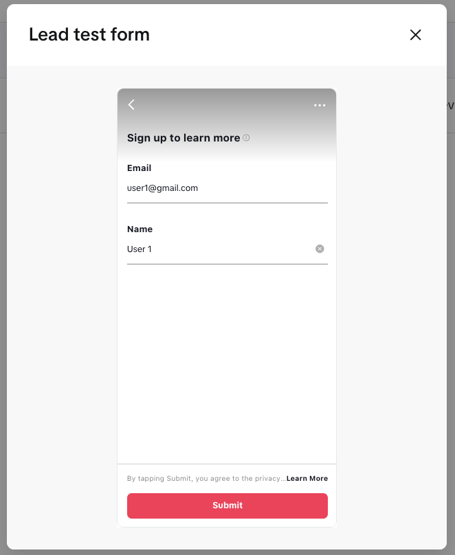 Mailchimp test form submit