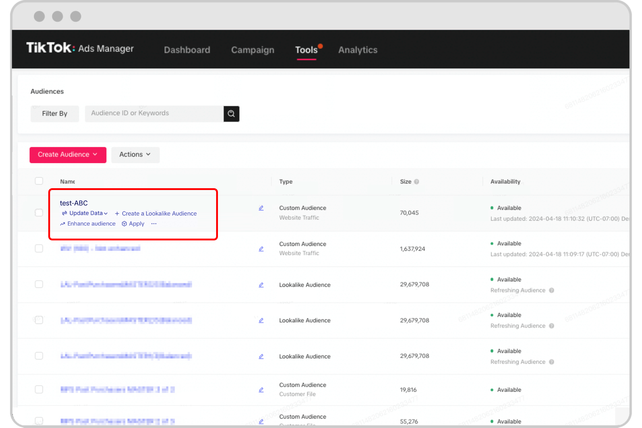 TikTok Ads Manager Lookalike Audience Setup