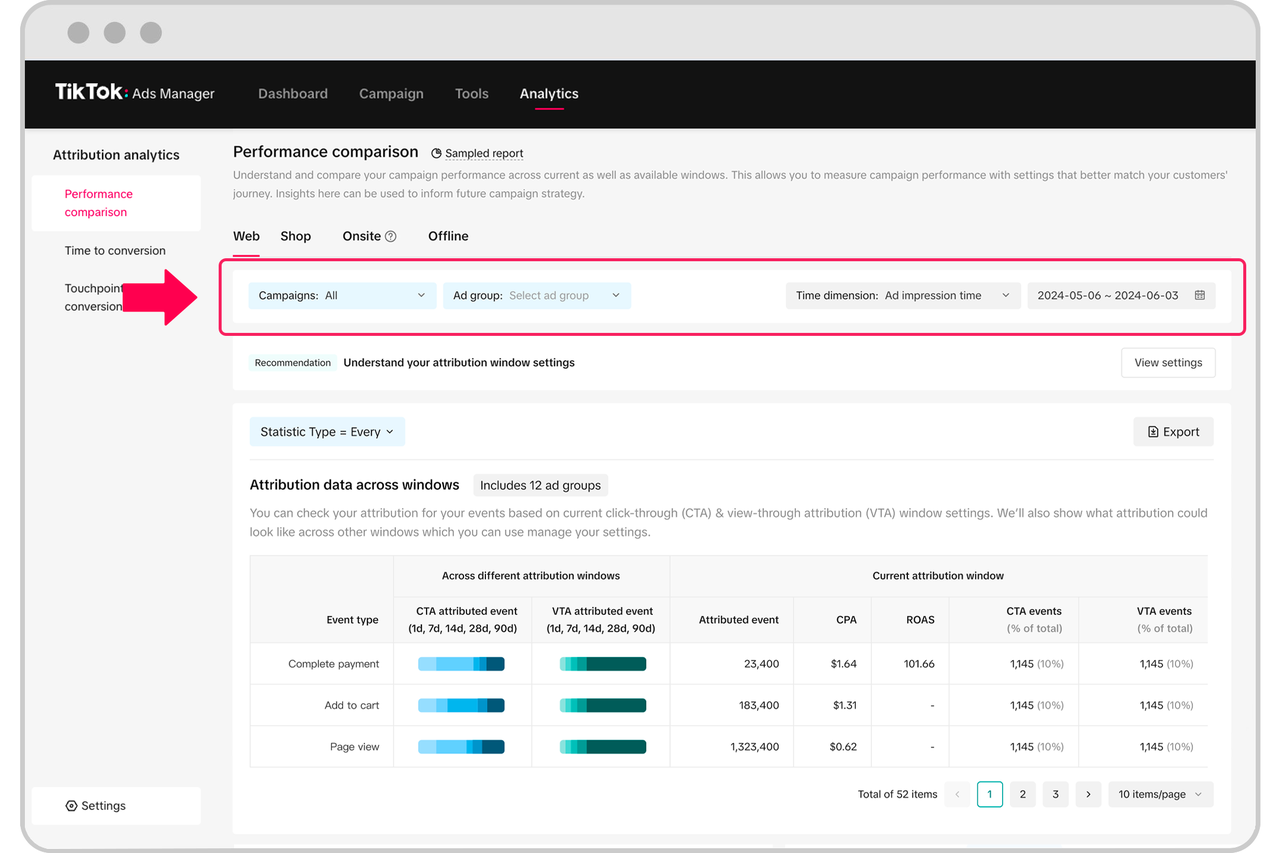 How to view Performance Comparison Analytics