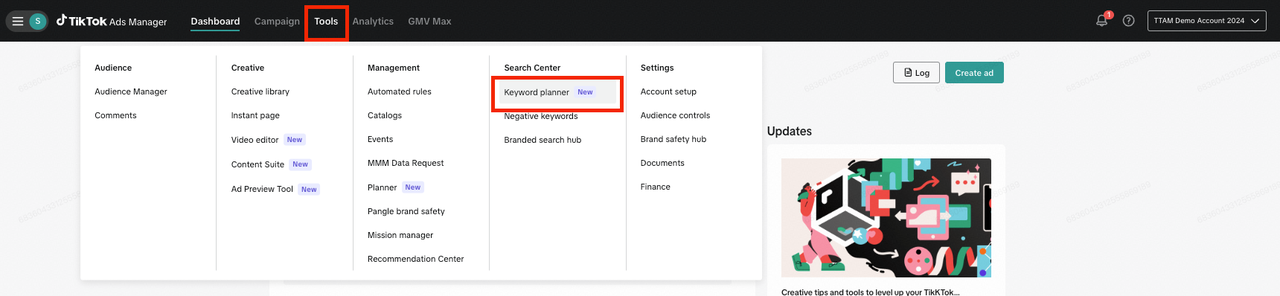 Keyword planning tool access - image 1