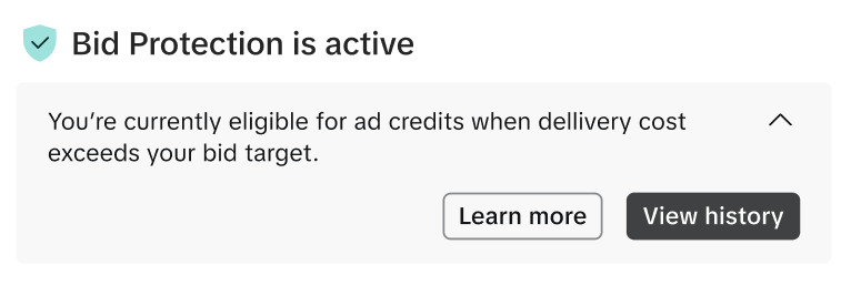 Bid protection active status - screenshot