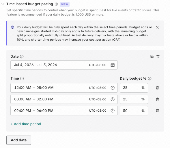 Time-based budget pacing - screenshot 2