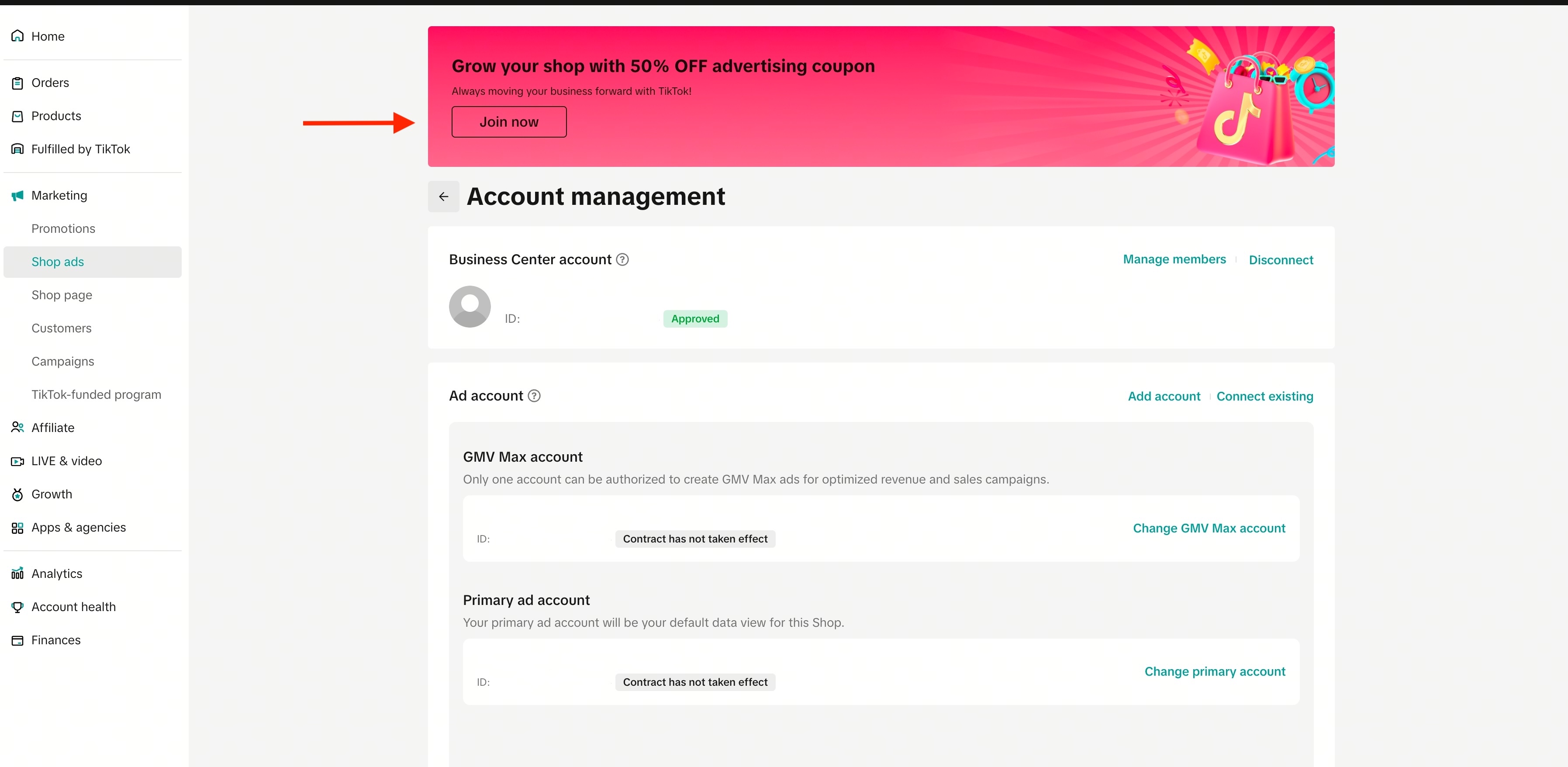 TikTok Shop new advertiser incentive screenshot 1