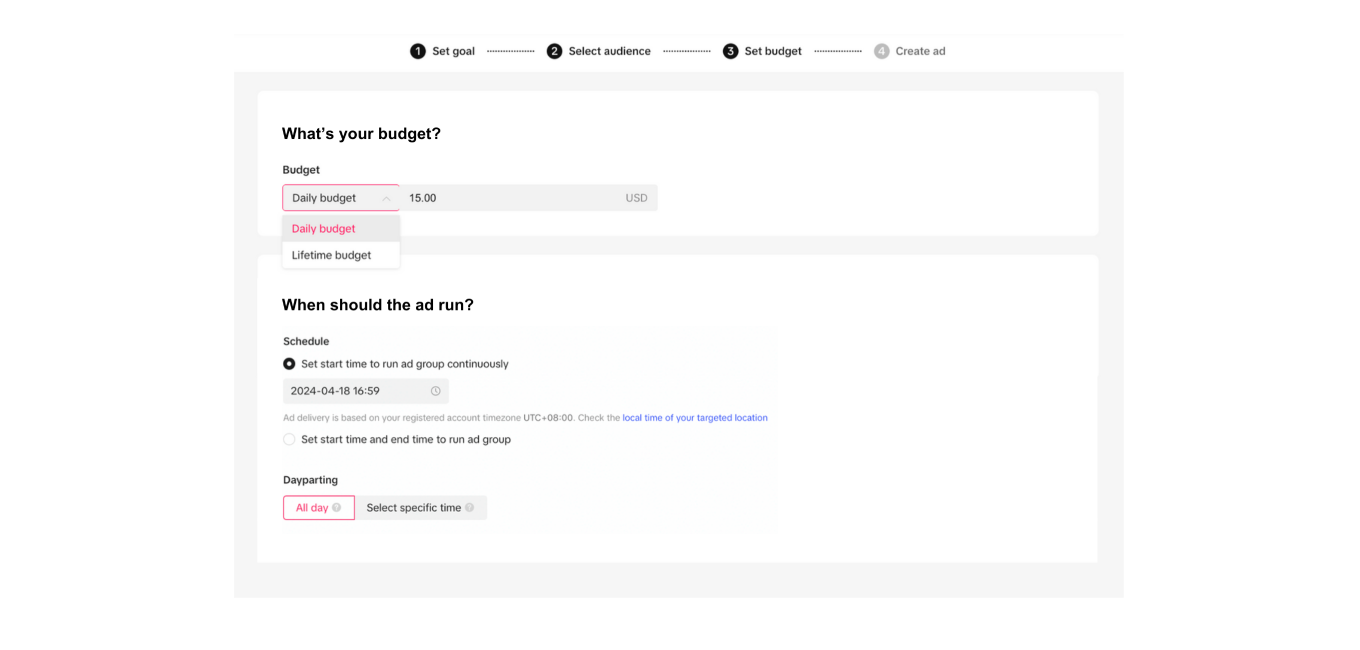 Set your campaign budget and schedule in TikTok Ads Manager