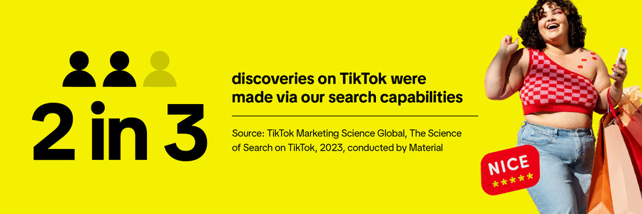 2 in 3 discoveries on TikTok were made via our search capabilities