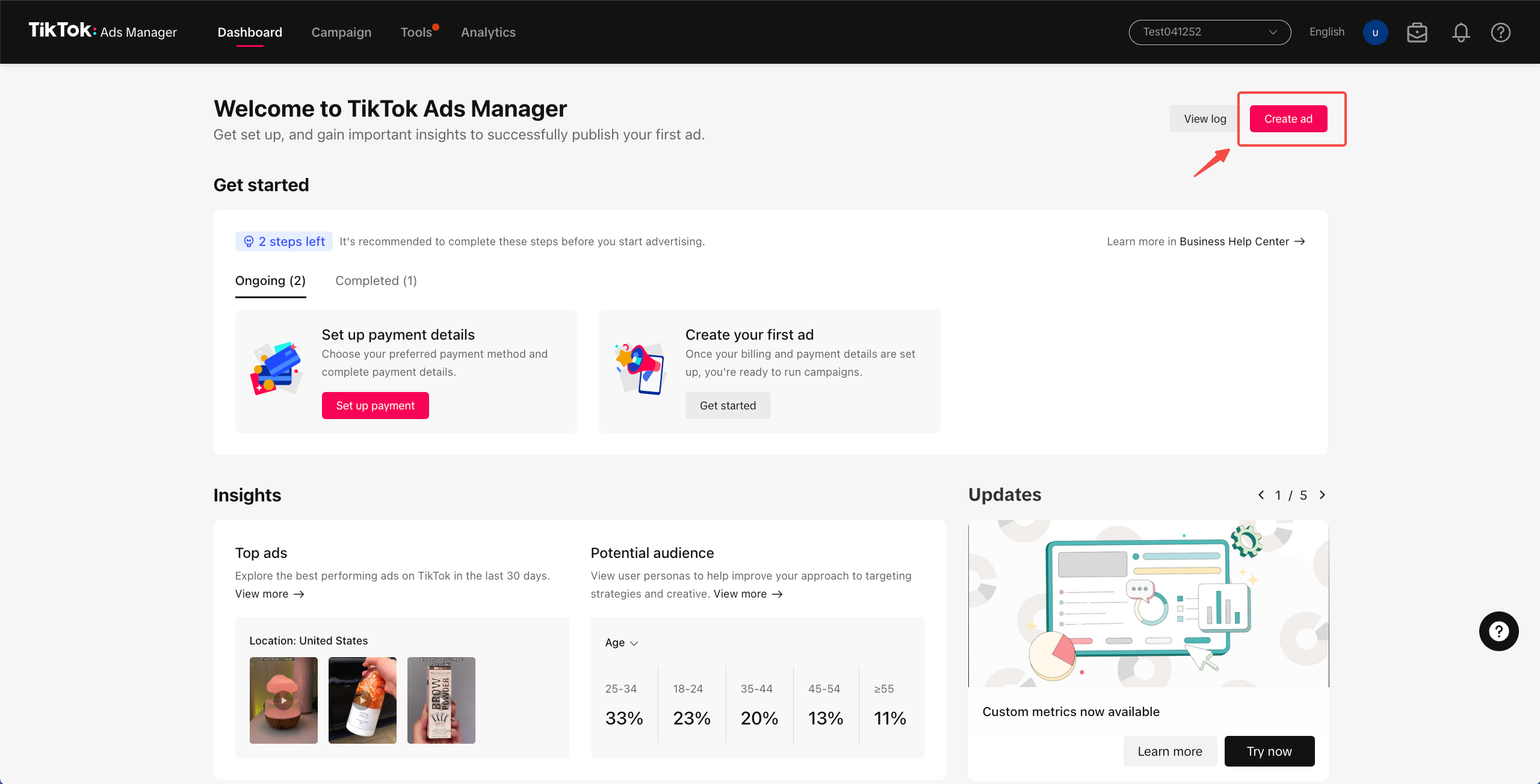 Create an ad in TikTok Ads Manager