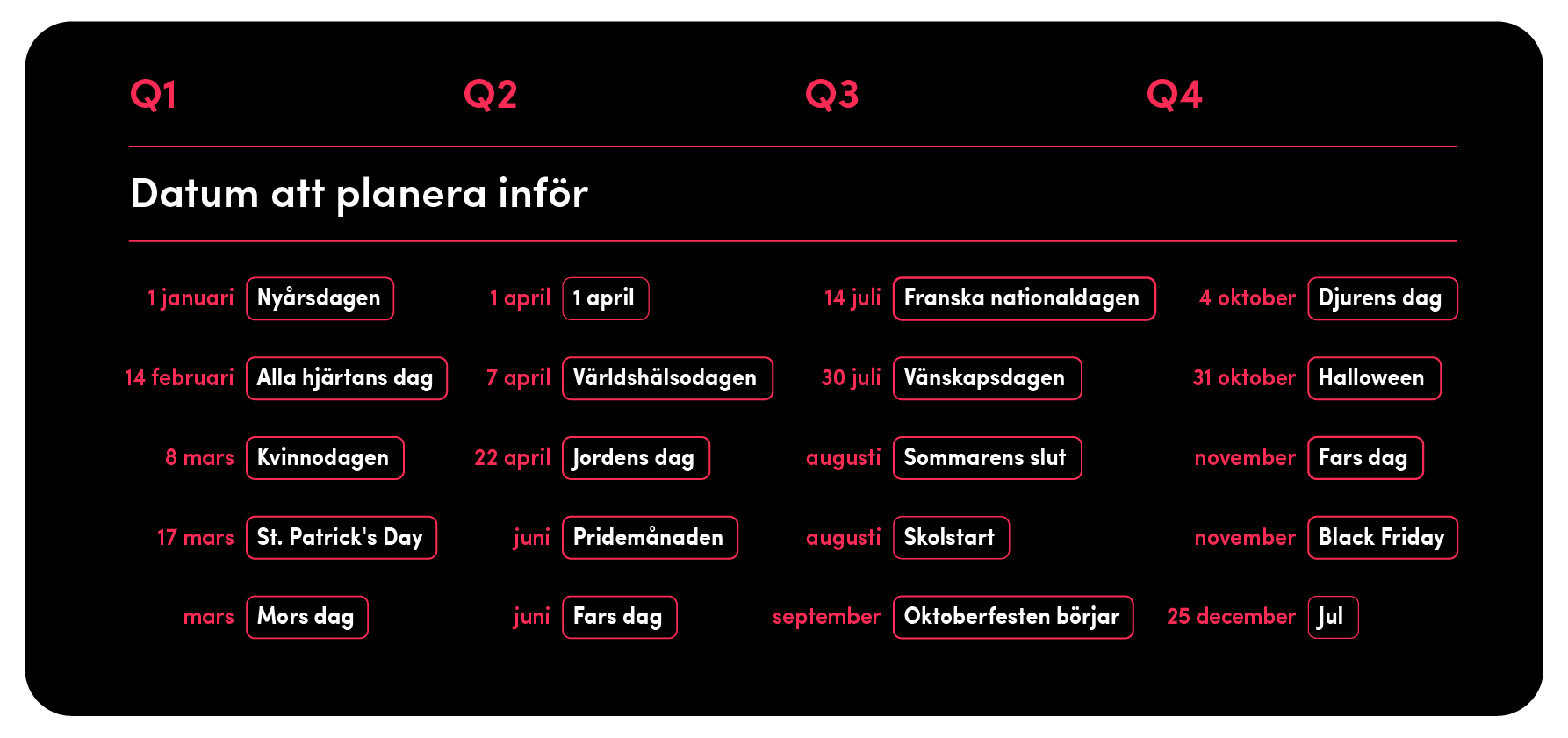 TikTok business calendar